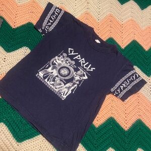 Vintage CYPRUS GREECE GREEK BABY TEE MYTHOLOGY NAVY BLUE SMALL T-Shirt